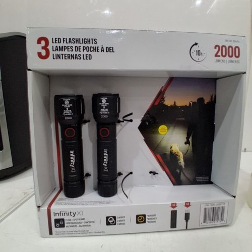 2PK INFINITY X1 RECHARGEABLE FLASHLIGHT - 2000 LUMEN - BLACK (MODEL: 2006753) image 2