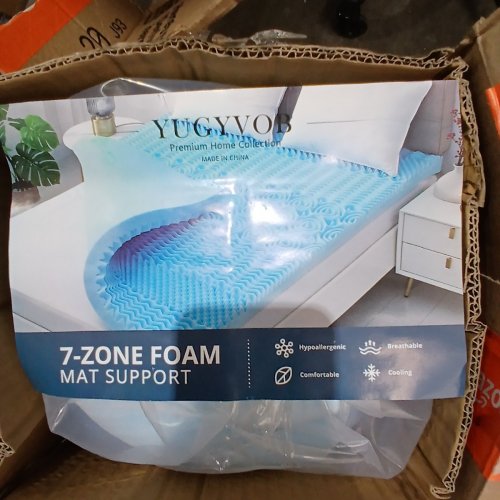 YUGYVOB 7-ZONE FOAM MATTRESS TOPPER, GEL INFUSED, EGG CRATE FOAM - FULL 2" - BLUE image 4