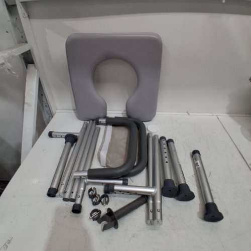 4-LEG RAISED TOILET SEAT WITH ADJUSTABLE HEIGHT AND ARMS - 400LBS MAX - GREY (MODEL:XZY402) image 2