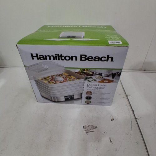 HAMILTON BEACH DIGITAL FOOD DEHYDRATOR WITH 5 STACKABLE TRAYS - WHITE - (MODEL: 32100C) image 5