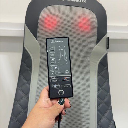 SNAILAX SHIATSU BACK MASSAGER WITH HEAT - 44.1” × 16.7” × 5.9” - 3 NECK INTENSITIES/4 BACK MASSAGE MODES/2 HEAT SETTINGS/3 VIBRATION MODES - GREY (MODEL: SL-22A5) image 3
