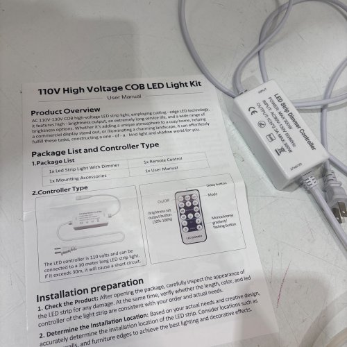 HIGH VOLTAGE COB LED STRIP LIGHT WITH REMOTE CONTROL - 65FT, 3000 K - WARM WHITE image 2