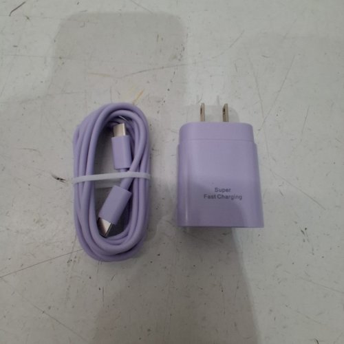 SUPER FAST WALL CHARGER USB C TO USB C CABLE - 25W - 6FT - PURPLE image 2