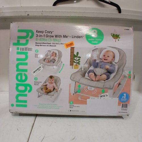 INGENUITY KEEP COZY 3-IN-1 GROW WITH ME VIBRATING BABY BOUNCER SEAT & ROCKER - 6-40LBS - LINDEN (MODEL: 17499) image 3