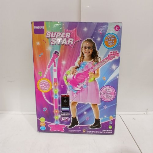 MOEAWS KID'S GUITAR & MICROPHONE KARAOKE PLAY TOY SET, MUSICAL INSTRUMENT FOR YOUNG AGES - PINK image 4