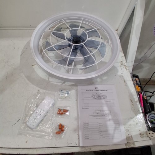 AIRWIT WHITE LOW PROFILE CEILING FAN WITH LIGHTS, APP, AND REMOTE - 18" - 3000 K TO 6000 K - WHITE image 2