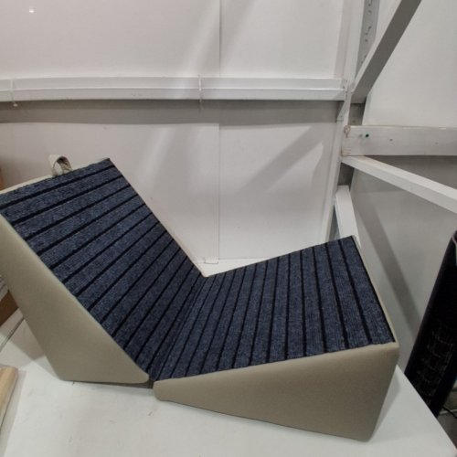 HSONLINE 2-IN-1 SPLIT OTTOMAN WITH FOLDABLE PET RAMP - 17.52" - LIGHT GREY image 3