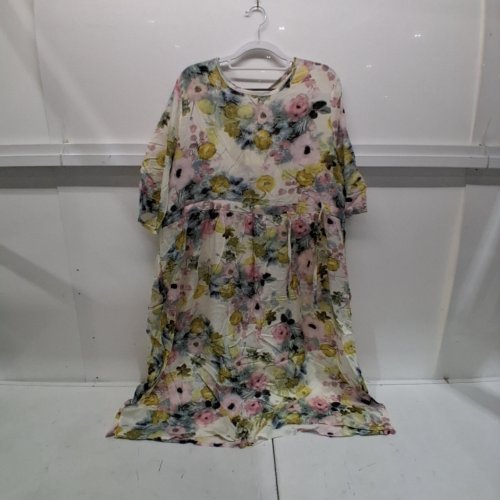 WOMENS CASUAL LOOSE COTTON LINEN SUNDRESS - LARGE - YELLOW image 2