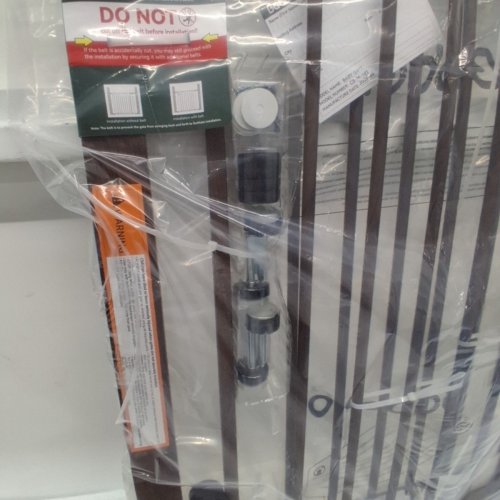 BABELIO PRESSURE MOUNTED METAL GATE - 29" - 48" - BROWN WOOD PATTERN (MODEL: CB-M-101) image 3