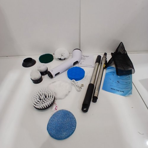 TUYU CORDLESS ELECTRIC SPINNING SCRUBBER BRUSH WITH BRUSH HEAD ATTACHMENTS - WHITE (MODEL: KS-2640C) image 2