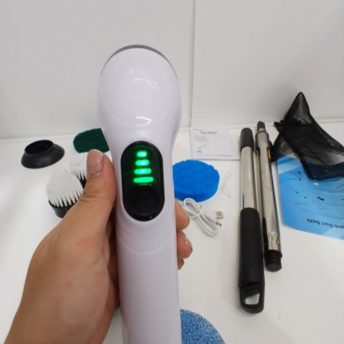 TUYU CORDLESS ELECTRIC SPINNING SCRUBBER BRUSH WITH BRUSH HEAD ATTACHMENTS - WHITE (MODEL: KS-2640C) image 3