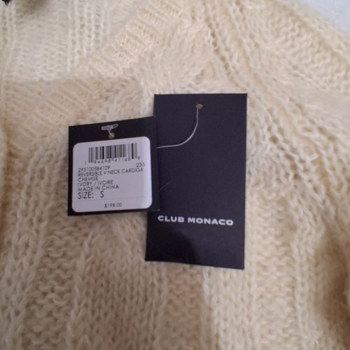 CLUB MONACO REVERSIBLE V-NECK CARDIGAN - SMALL - IVORY image 4