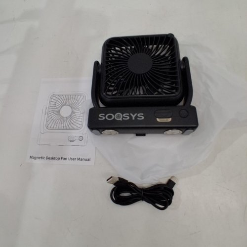 SOOSYS PORTABLE MAGNETIC FAN - 5 V, 2 AMP, 5000 MAH, 10W - BLACK (MODEL: YH-F183) image 3
