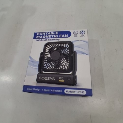 SOOSYS PORTABLE MAGNETIC FAN - 5 V, 2 AMP, 5000 MAH, 10W - BLACK (MODEL: YH-F183) image 4