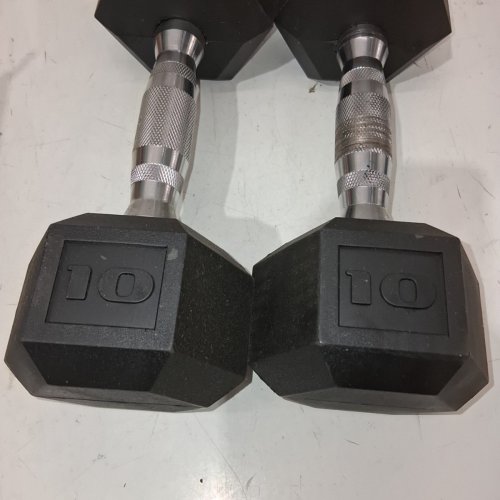 2PK CAP RUBBER COATED DUMBBELL - 10LBS - BLACK/CHROME (MODEL:SDRIS-010) image 4