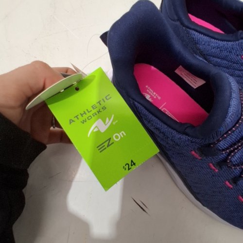 WOMEN'S ATHLETIC WORKS SLIP ON SNEAKERS - 7 - NAVY / PINK (STYLE: EZ ON) image 2