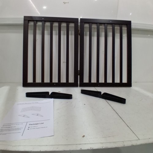 SEMIOCTHOME FOLDABLE FREESTANDING BAMBOO PET GATE - 2 PANEL - 37" X 24" - BLACK image 2
