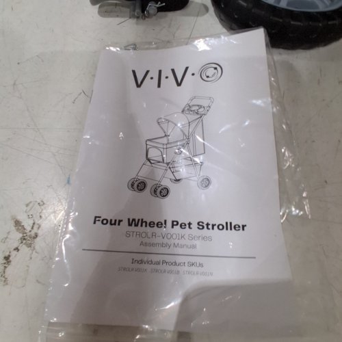 VIVO FOUR-WHEEL FOLDING PET STROLLER - BLACK (MODEL: STROLR-V001B) image 2