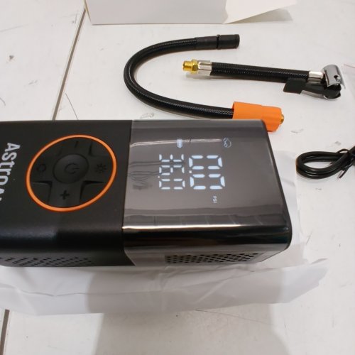 ASTROAI L7 TIRE INFLATOR PORTABLE AIR COMPRESSOR - 150PSI, AIR PUMP WITH LED LIGHTS, PRESSURE GAUGE, AUTO SHUT-OFF - ORANGE (MODEL: AIRUN L7) image 2