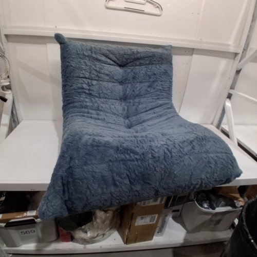 PLUSH FLOOR FOAM SOFA SEAT WITH REMOVABLE COVER AND NON SLIP BOTTOM - 38" X 30" - BLUE image 2