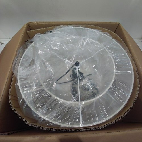 HILUXIA SEMI FLUSH MOUNT CEILING LIGHT FIXTURE WITH DUAL DRUM DESIGN - 18" - OFF WHITE/BLACK (MODEL: ‎CLFB-ZY-001) image 2