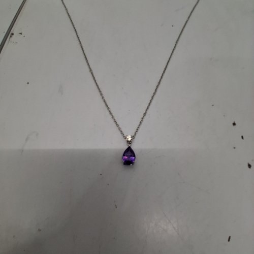 WOMENS JEENMATA TEARDROP PENDANT NECKLACE - SILVER-TONE AND PURPLE image 2