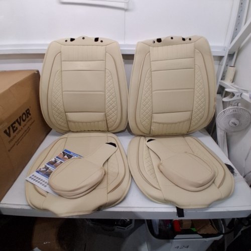 6PC CHEZOPE WEAR RESISTANT FAUX LEATHER SEAT COVERS FOR LEXUS RX300/RX330/RX350 - BEIGE image 2