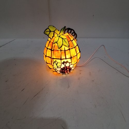 LED HALLOWEEN RESIN PUMPKIN SUNFLOWER TIFFANY STYLE DECORATIVE USB LIGHT - 5.9" - ORANGE/BLACK image 2