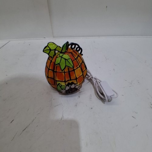 LED HALLOWEEN RESIN PUMPKIN SUNFLOWER TIFFANY STYLE DECORATIVE USB LIGHT - 5.9" - ORANGE/BLACK image 3