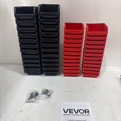 WALL MOUNTED STORAGE RACK WITH 48 BINS - 37" X 21" - BLACK/RED (MODEL: 12119B) image 2