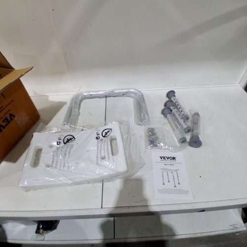 VEVOR ADJUSTABLE HEIGHT SHOWER/BATH CHAIR - 14.2"-19" - WHITE/SILVER (MODEL: 202D) image 2