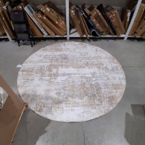 ROUND AREA RUG - 8FT - WHITE AND BEIGE image 2