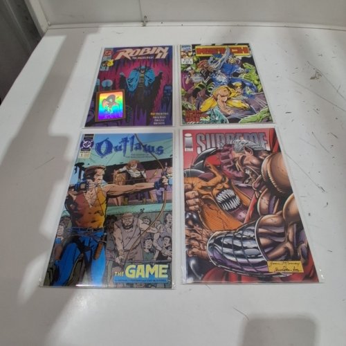4 ASSTD IMAGE, MARVEL, AND DC COMIC BOOKS - SUPREME #5, OUTLAWS #5, MYS-TECH WARS #3 OF 4, ROBIN II THE JOKER'S WILD #1 - VARIOUS AUTHORS image 2