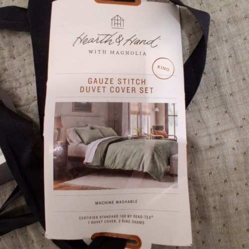 3PC HEARTH & HAND™ WITH MAGNOLIA GAUZE STITCH PIN DOT COMFORTER - KING - GREEN image 2