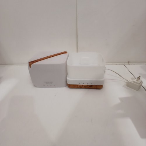 ASAKUKI SQUARE ULTRASONIC LED ESSENTIAL OIL DIFFUSER WITH AUTO-OFF - 700ML - WHITE / WOOD - (MODEL:AD004) image 3
