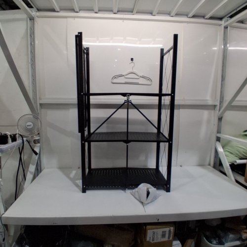 DLEANIC 4-TIER FOLDING SHELF WITH WHEELS - 50" X 28" X 13.5" - BLACK (MODEL: CL-ZDZWJ) image 2