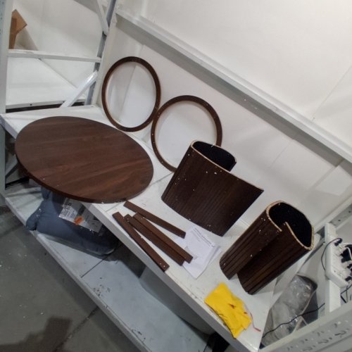 ROUND TAMBOUR DOOR WOOD COFFEE TABLE - 17" X 31.5" - BROWN (MODEL: COT101BK80) image 2
