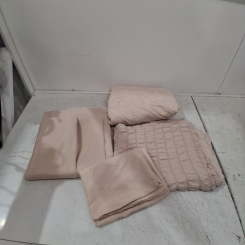 6PC HYMOKEGE SEERSUCKER BEDDING SHEET SET FOR ALL SEASONS - 2 PILLOWCASES, 2 SHAMS, 1 FITTED SHEET & 1 TOP SHEET - TWIN - BEIGE image 2