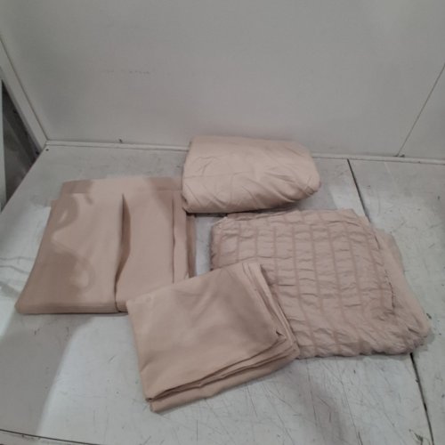 6PC HYMOKEGE SEERSUCKER BEDDING SHEET SET FOR ALL SEASONS - 2 PILLOWCASES, 2 SHAMS, 1 FITTED SHEET & 1 TOP SHEET - TWIN - BEIGE image 4