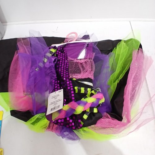 2PC GIRL'S PARTYHOLIC WITCHY WITCH COSTUME SET - LARGE (10-12) - BLACK / PURPLE / GREEN image 2