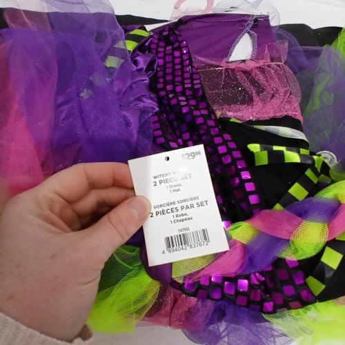 2PC GIRL'S PARTYHOLIC WITCHY WITCH COSTUME SET - LARGE (10-12) - BLACK / PURPLE / GREEN image 3