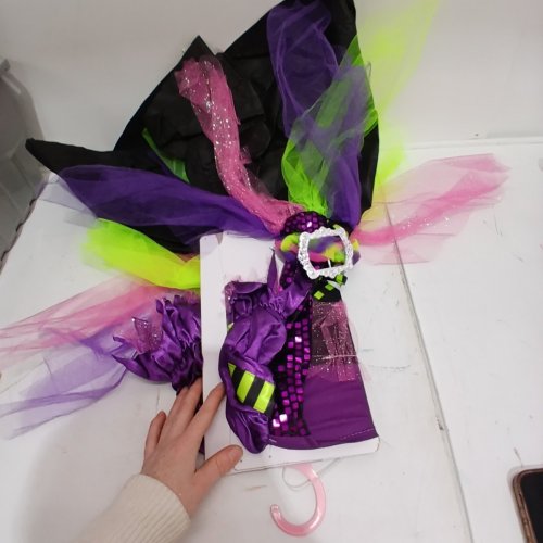 2PC GIRL'S PARTYHOLIC WITCHY WITCH COSTUME SET - LARGE (10-12) - BLACK / PURPLE / GREEN image 4