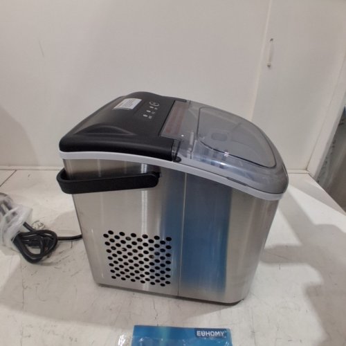 EUHOMY COUNTERTOP ICE MAKER MACHINE WITH HANDLE, BASKET AND SCOOP - MAKES 26LBS PER DAY - STAINLESS STEEL - (MODEL: IM001-BSI-CAEH / IM-06S) image 5