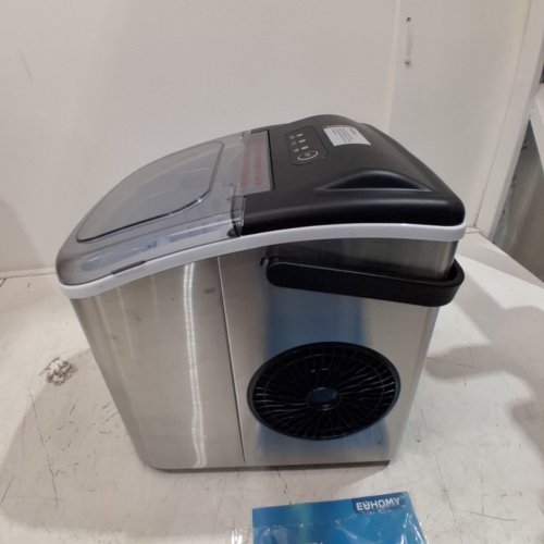 EUHOMY COUNTERTOP ICE MAKER MACHINE WITH HANDLE, BASKET AND SCOOP - MAKES 26LBS PER DAY - STAINLESS STEEL - (MODEL: IM001-BSI-CAEH / IM-06S) image 6