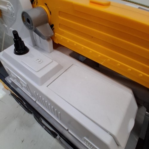 DRIVEN BY BATTAT JUMBO CRANE TRUCK TOY WITH MOVABLE CRANE ARM, SOUNDS, LIGHTS, CRANE BUCKET ATTACHMENT & MINIATURE CONSTRUCTION WORKER - 27" - YELLOW/BLACK/WHITE (MODEL: WH1362Z) image 4