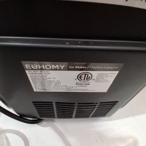 EUHOMY COUNTERTOP ICE MAKER MACHINE WITH HANDLE, BASKET AND SCOOP - MAKES 26LB/DAY - BLACK (MODEL: IM001-BBL-CAEH) image 5