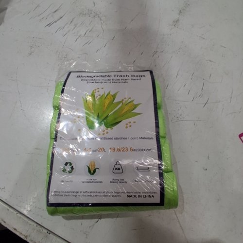 100PK ENVOWISE BIODEGRADABLE TRASH BAGS WITH CORNSTARCH BASED MATERIAL - 2.6 GAL - GREEN UNSCENTED image 2