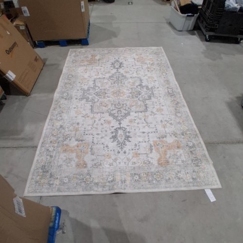 KUETH WASHABLE VINTAGE PATTERN AREA RUG WITH NON-SLIP BACKING - 6FT X 9FT - MULTI-COLOUR (MODEL: CAR1005-LTB-6X9-R) image 3