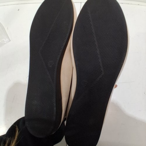 WOMENS ELASTIC BAND DANCE FASHION FLAT SHOES - 7 - BEIGE image 3