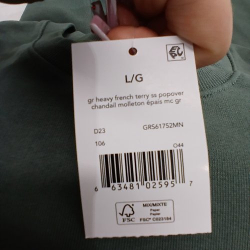 MENS GEORGE HEAVY FRENCH TERRY SWEATSHIRT- LARGE - GREEN image 2